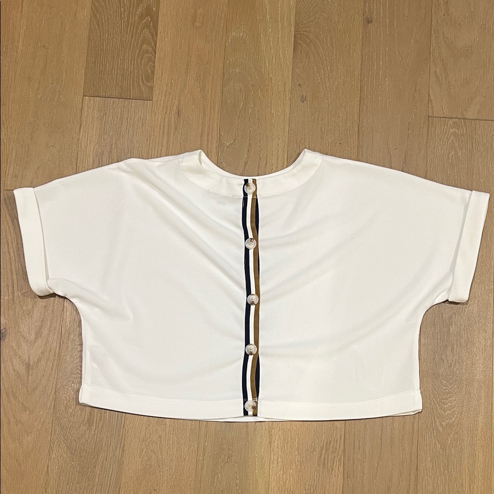 Adrianna Papell White Button-Back Top
